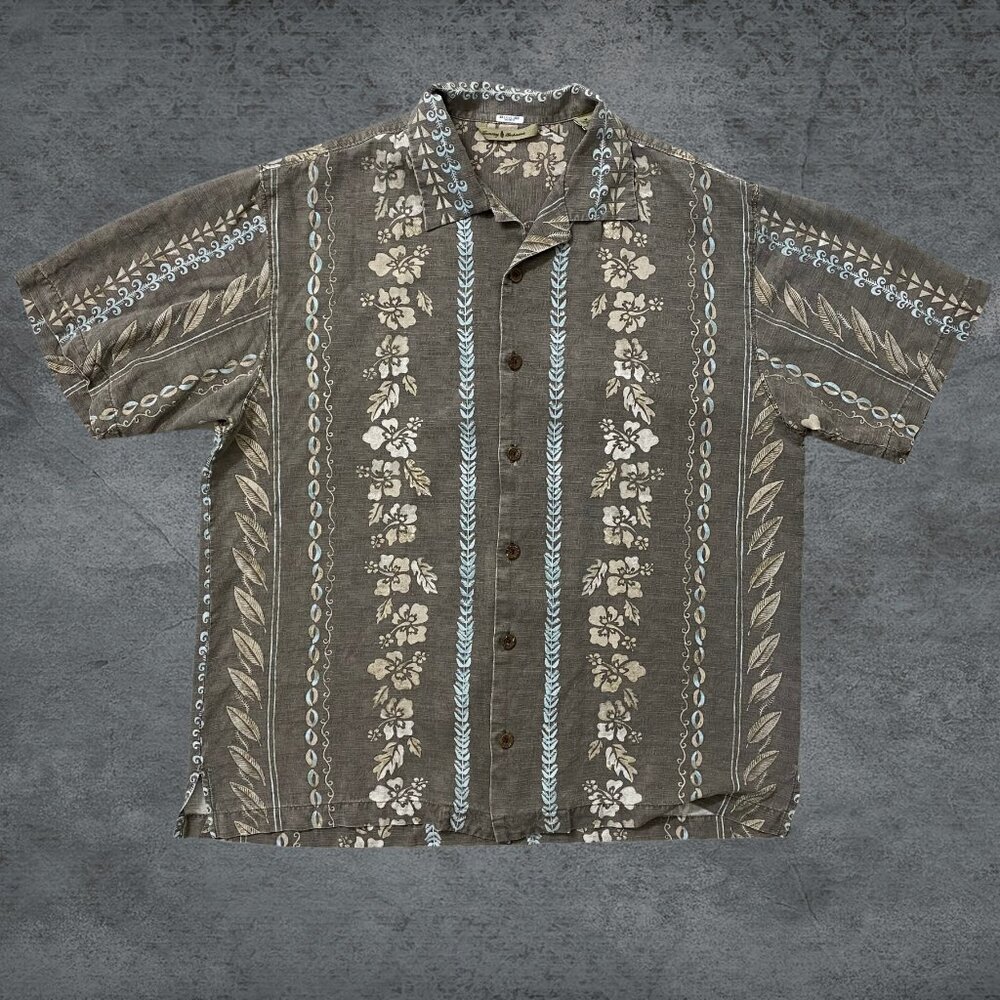 Tommy Bahama Shirt Men's Short Sleeve Casual Beach Camping 100% Silk Size Medium